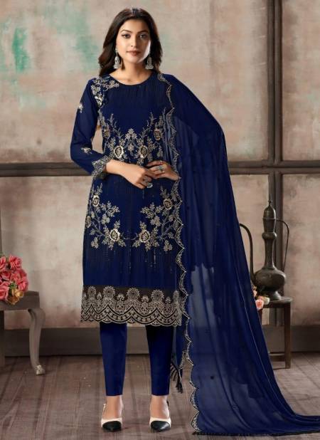 Navy Blue Colour TWISHA VAANI VOL-2 Designer Festive Wear Faux Georgette Heavy Salwar Suit Collection 23